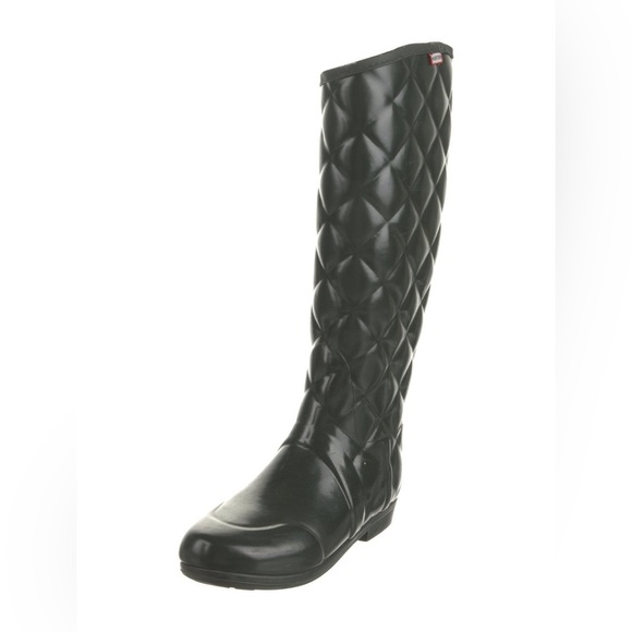 Hunter original refined high gloss quilted waterproof tall rainboots - Picture 1 of 11